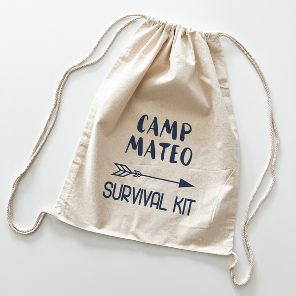 camp survival kit canvas backpack color navy