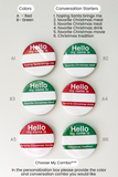 Christmas Party Conversation Buttons - Hello My Name Is Buttons - Red & Green