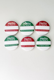 Christmas Party Conversation Buttons - Hello My Name Is Buttons - Red & Green