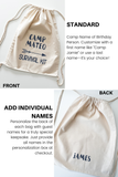 standard camp name and personalized guest names on back