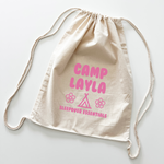 Sleepover Essentials Personalized Drawstring Cotton Backpacks