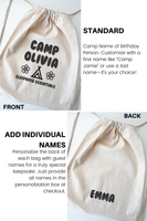 Sleepover Essentials Personalized Drawstring Cotton Backpacks