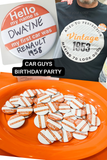 car guys birthday party name tags