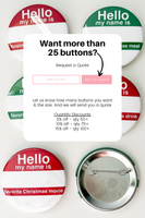 Christmas Party Conversation Buttons - Hello My Name Is Buttons - Red & Green