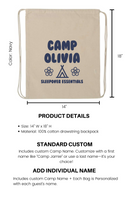 Sleepover Essentials Personalized Drawstring Cotton Backpacks