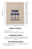 Sleepover Essentials Personalized Drawstring Cotton Backpacks