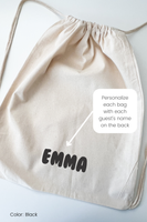 Sleepover Essentials Personalized Drawstring Cotton Backpacks