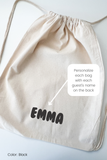Sleepover Essentials Personalized Drawstring Cotton Backpacks