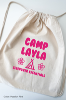 Sleepover Essentials Personalized Drawstring Cotton Backpacks