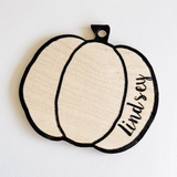 wood pumpkin place card