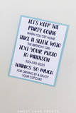 after party birthday instruction card personalized 