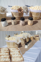 burlap flowers lace lined popcorn baskets with scoops
