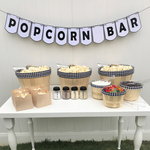 popcorn bar black white gingham plaid party in a box