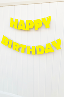 sunshine yellow happy birthday banner