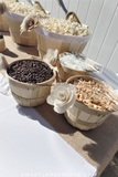 popcorn topping wood baskets with plastic tongs