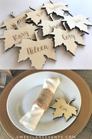 Wood Leaf Engraved Place Cards UN-Finished