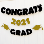 gold black congrats 2021 grad banner