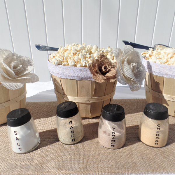burlap flower lace popcorn bar party in a box