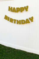 gold glimmer birthday party banner