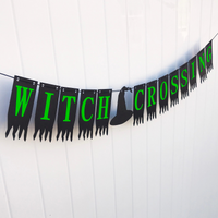 green black witch hat banner