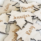 wood leaf name place cards