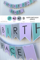 purple teal gray birthday banner