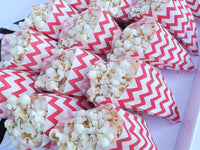popcorn in red white chevron paper popcorn bags