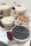burlap lined candy topping baskets