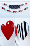 red white black striped heart garland