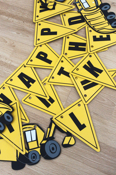 Digger Construction Truck Birthday Party Banners, Personalised with ANY Digger Construction Truck Birthday Party Banners, Personalised with ANY